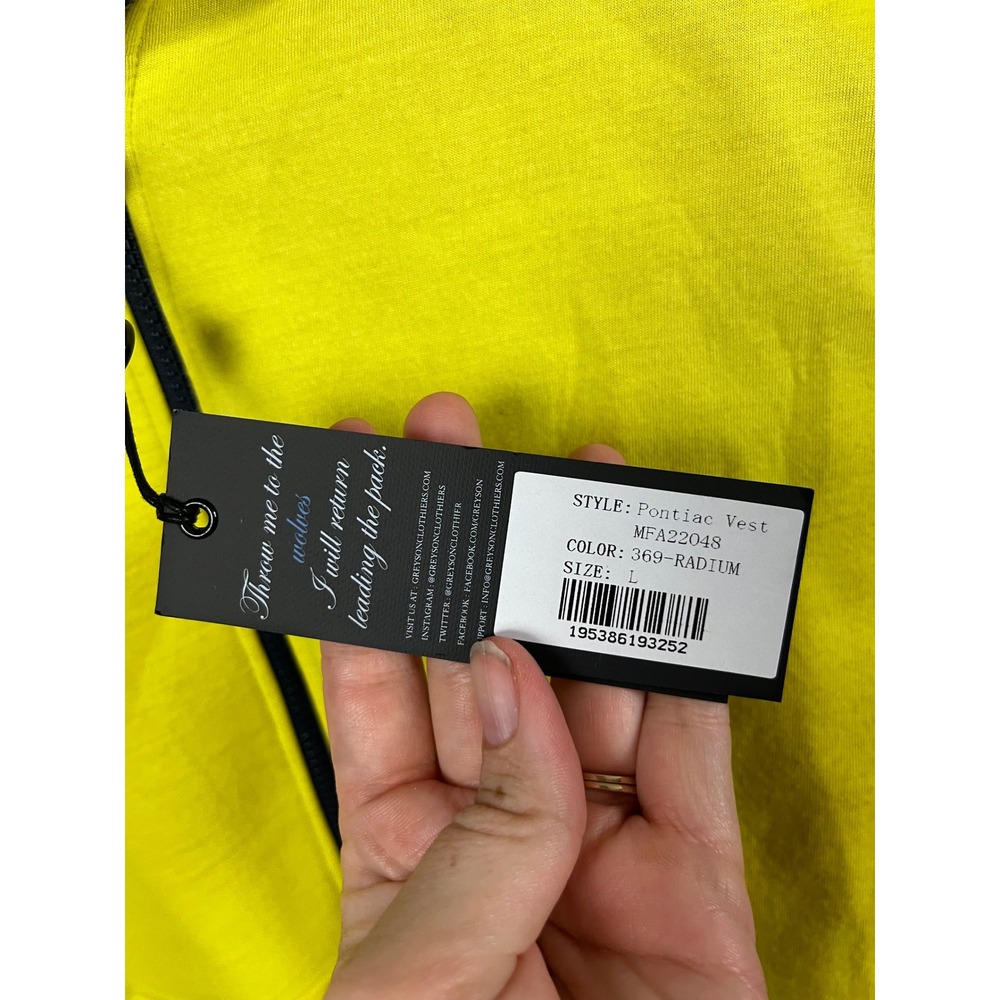 Greyson NWT Men's Pontiac Vest Radium Yellow Navy Trim Golf Full Zip- Large - Picture 5 of 9
